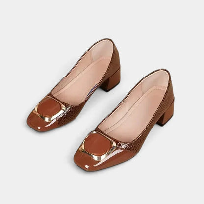 Women's Loafers Block Heel Slip-On with Decorative Hardware 7