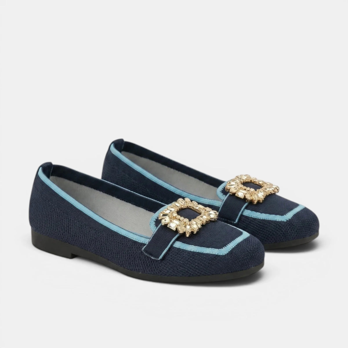 Women's Loafers Square Toe Slip-On with Decorative Buckle 2
