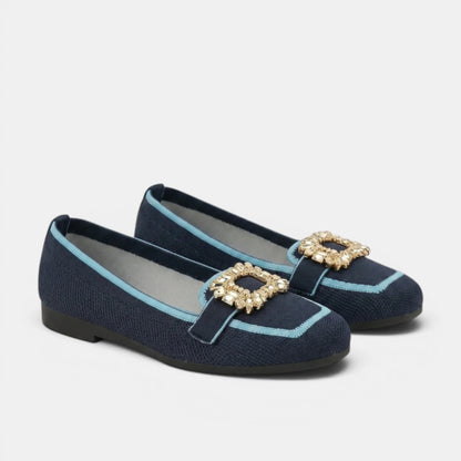 Women's Loafers Square Toe Slip-On with Decorative Buckle 2
