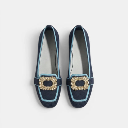 Women's Loafers Square Toe Slip-On with Decorative Buckle 3