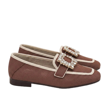 Women's Loafers Square Toe Slip-On with Decorative Buckle 5