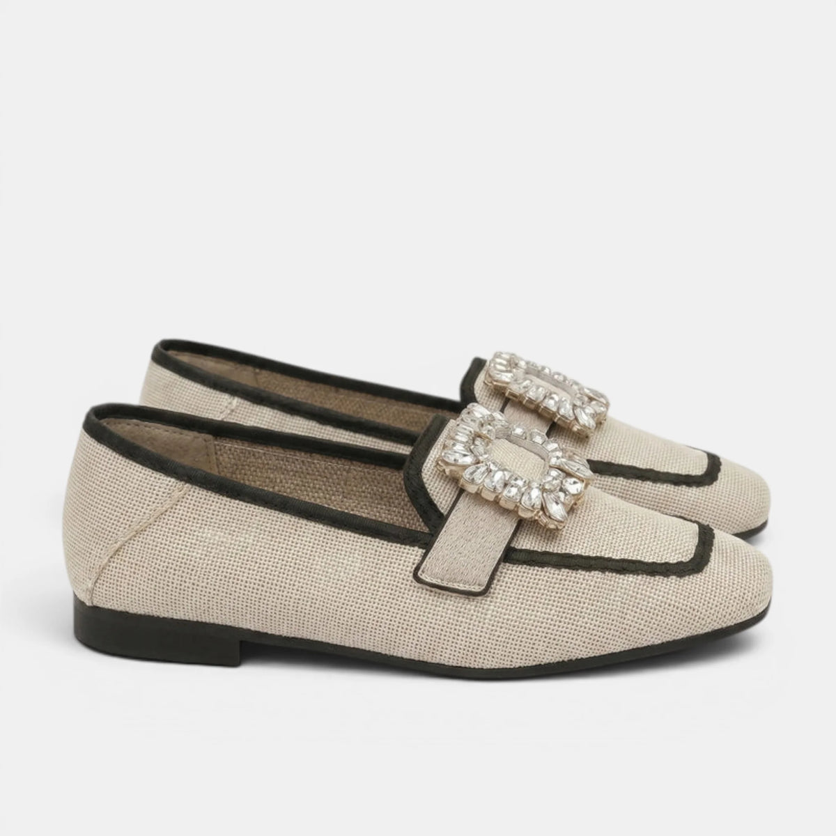 Women's Loafers Square Toe Slip-On with Decorative Buckle 7