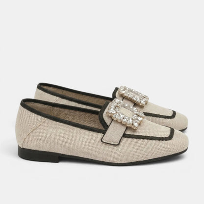 Women's Loafers Square Toe Slip-On with Decorative Buckle 7