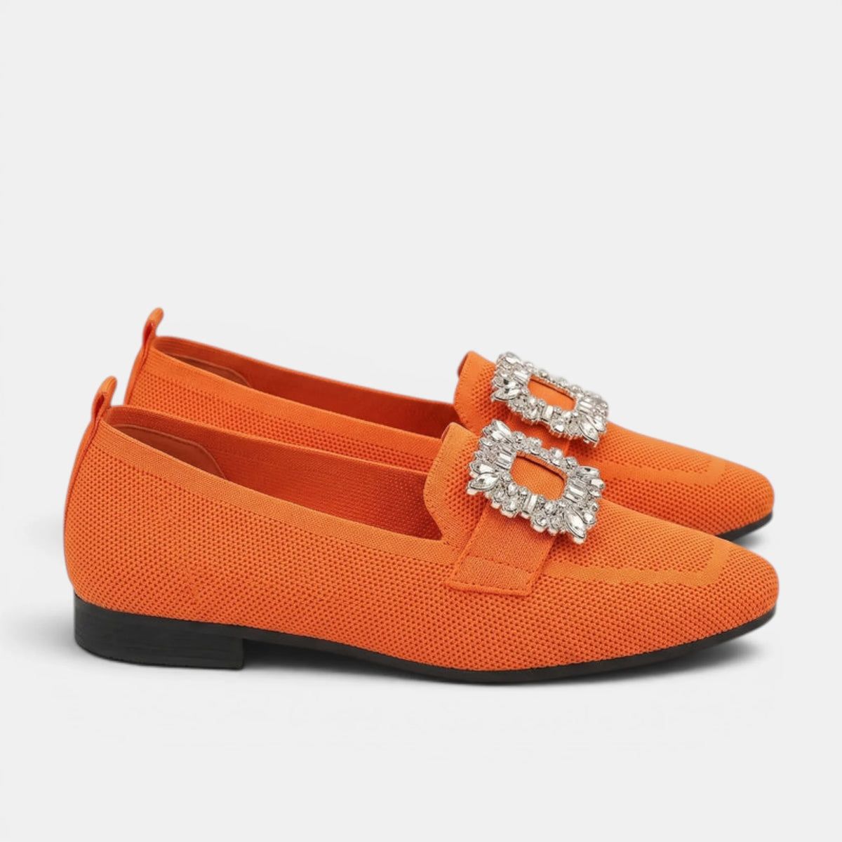 Women's Loafers Square Toe Slip-On with Decorative Buckle 9