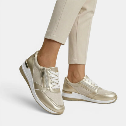 Women's Platform Sneakers Lace-Up with Side Zipper 1