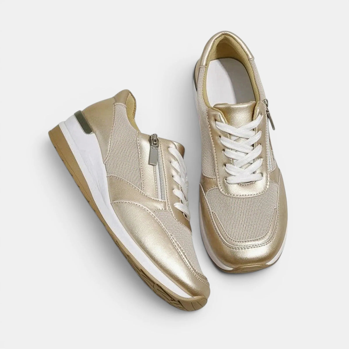 Women's Platform Sneakers Lace-Up with Side Zipper 3