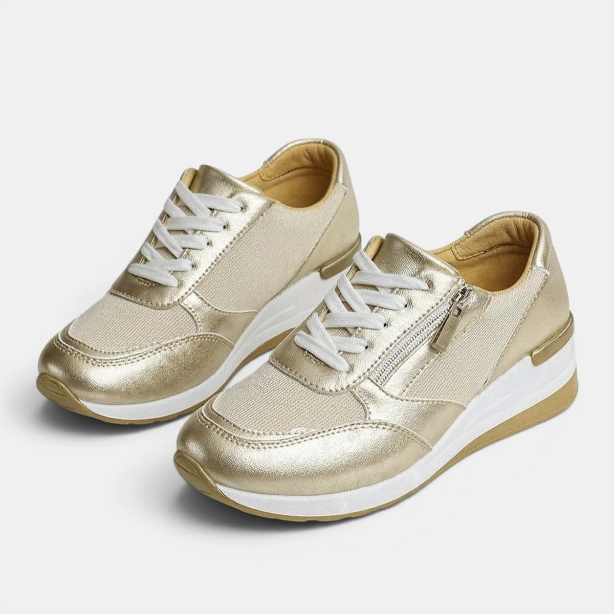 Women's Platform Sneakers Lace-Up with Side Zipper 4