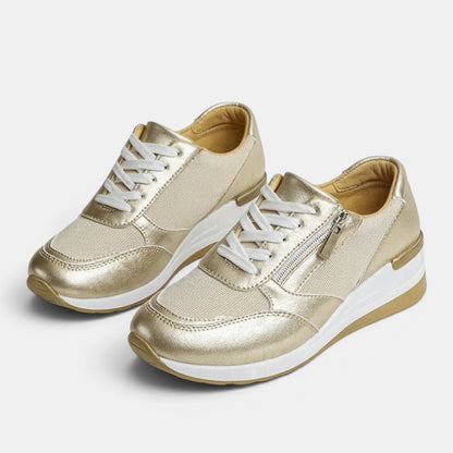 Women's Platform Sneakers Lace-Up with Side Zipper 4