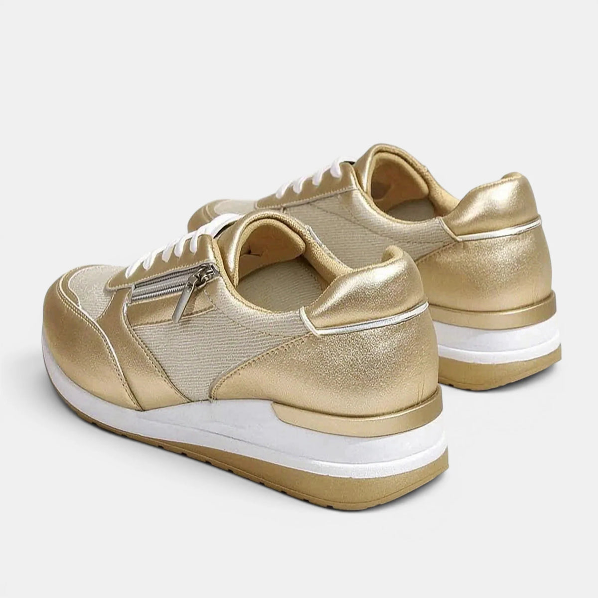 Women's Platform Sneakers Lace-Up with Side Zipper 5