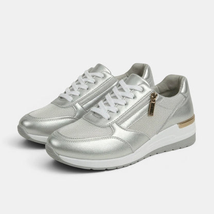 Women's Platform Sneakers Lace-Up with Side Zipper 6