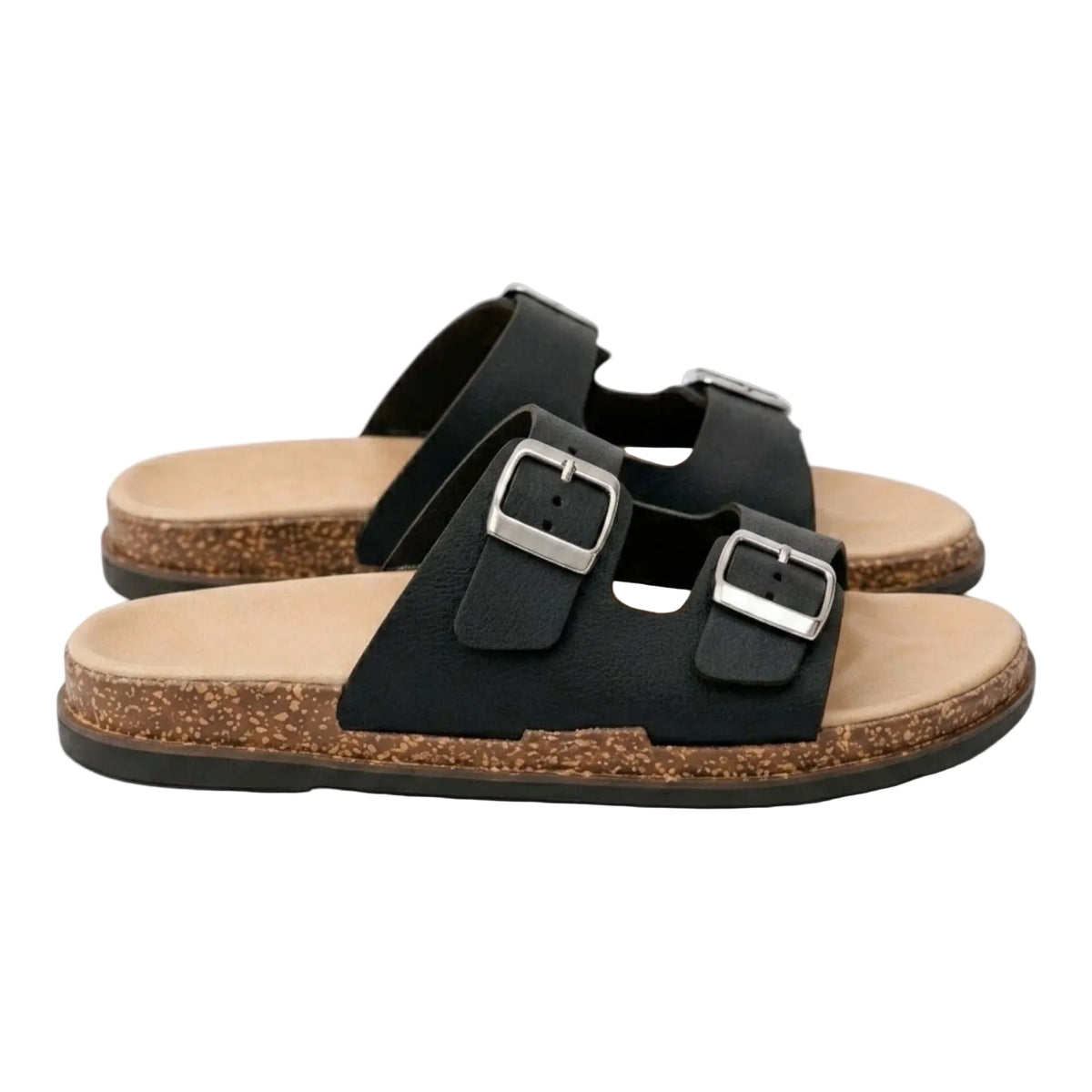 Women's Slide Sandals Adjustable Double Buckle Straps 0