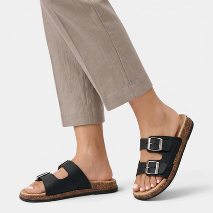 Women's Slide Sandals Adjustable Double Buckle Straps 1