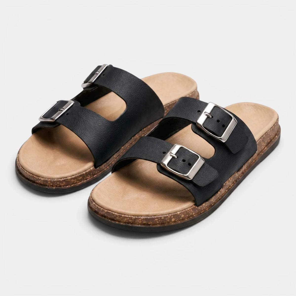 Women's Slide Sandals Adjustable Double Buckle Straps 3
