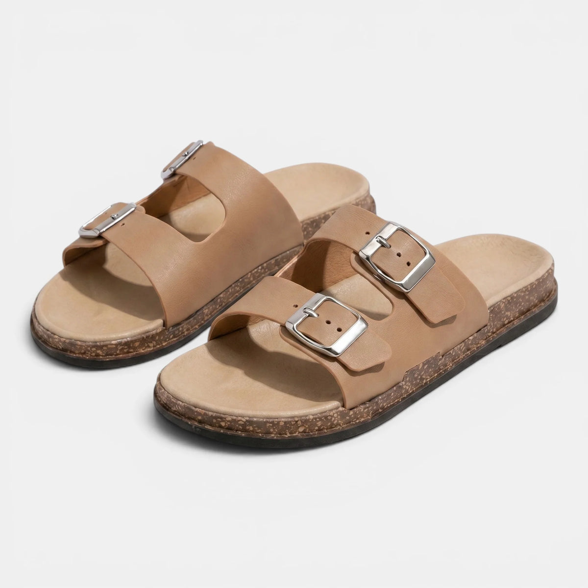 Women's Slide Sandals Adjustable Double Buckle Straps 6
