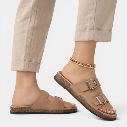Women's Slide Sandals Adjustable Double Buckle Straps 7
