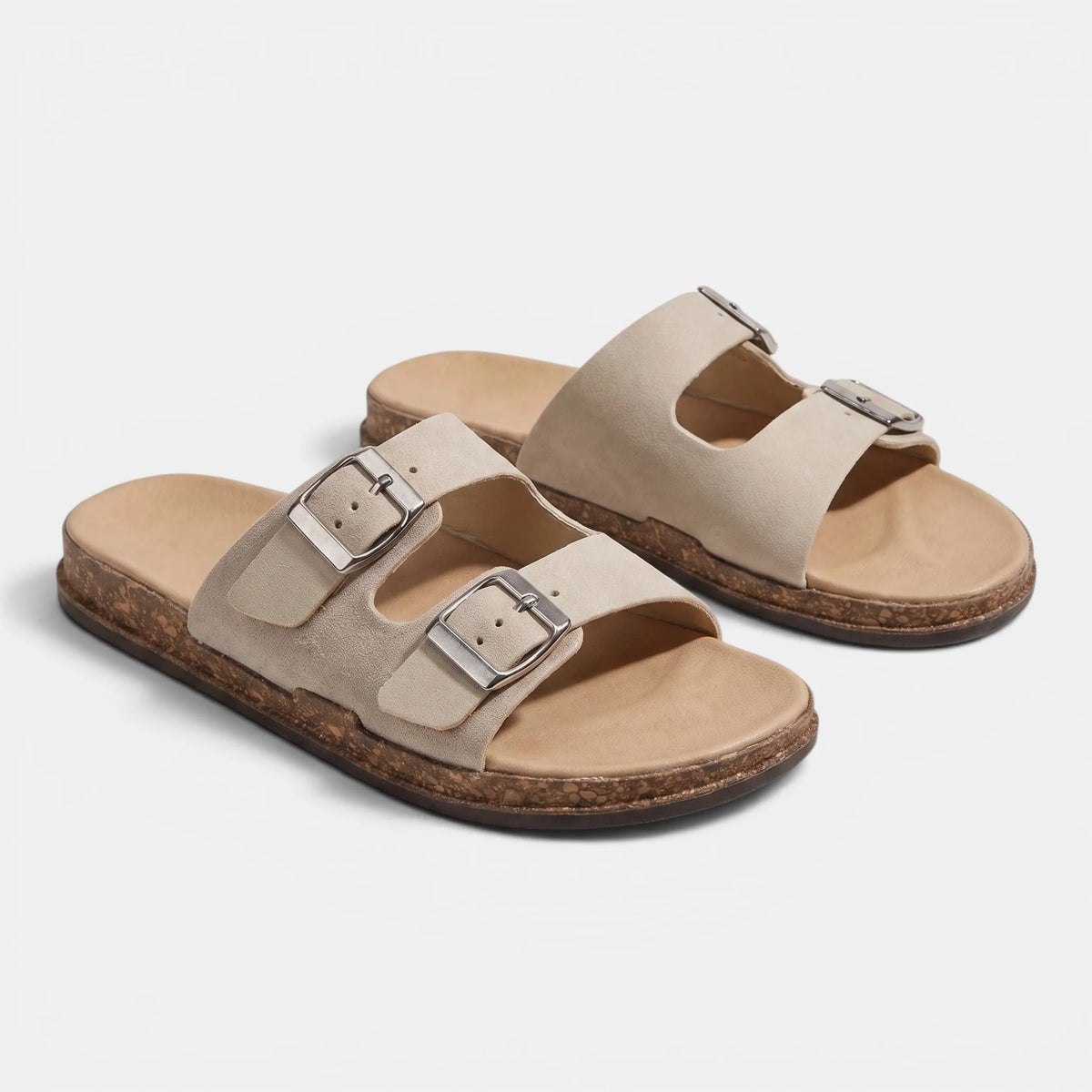 Women's Slide Sandals Adjustable Double Buckle Straps 8