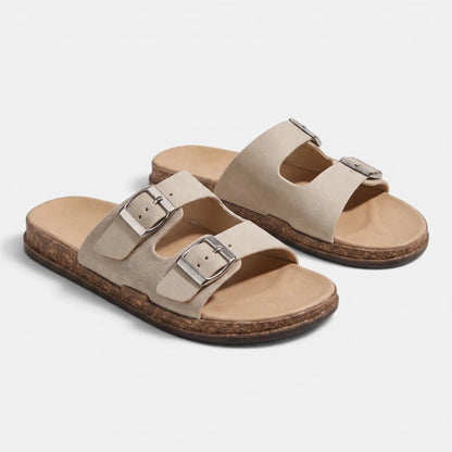 Women's Slide Sandals Adjustable Double Buckle Straps 8