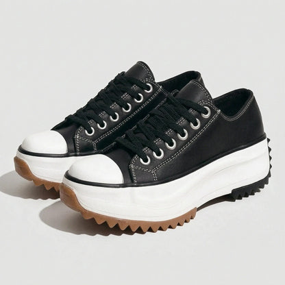 Women's Sneakers Chunky Sole Lace-Up Low-Top Style 3