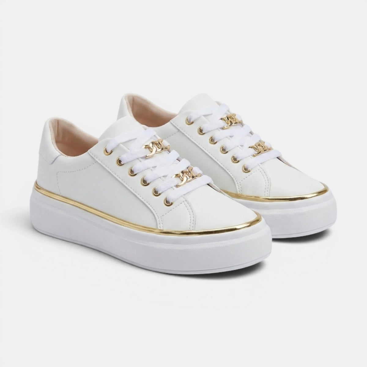 Women's Sneakers Lace-Up Platform with Metallic Accents 2