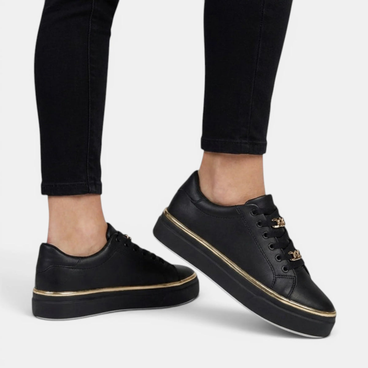 Women's Sneakers Lace-Up Platform with Metallic Accents 6