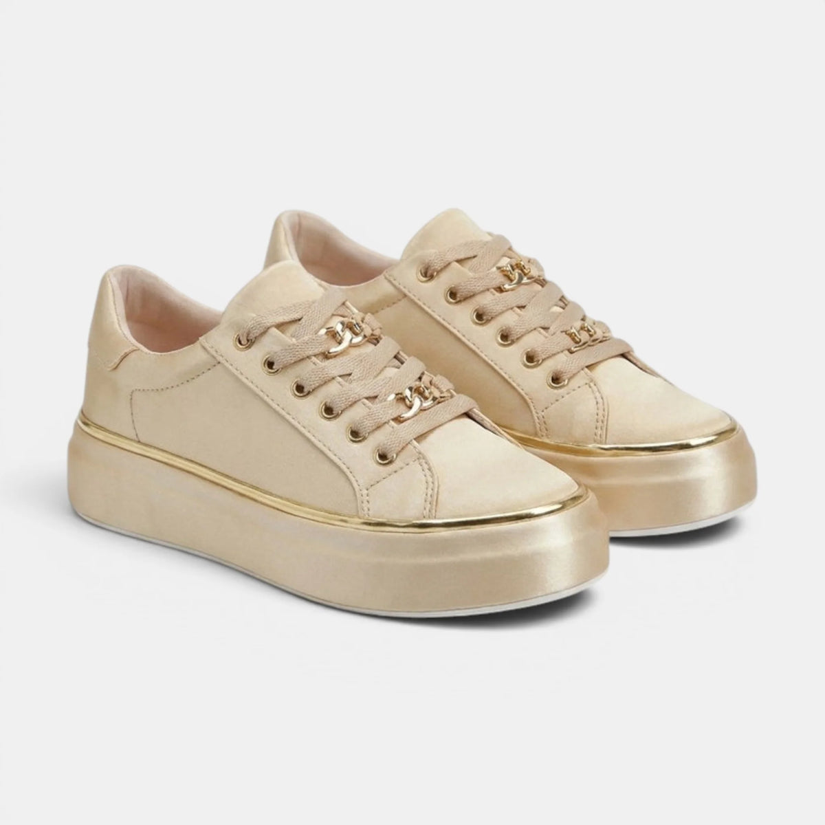 Women's Sneakers Lace-Up Platform with Metallic Accents 7