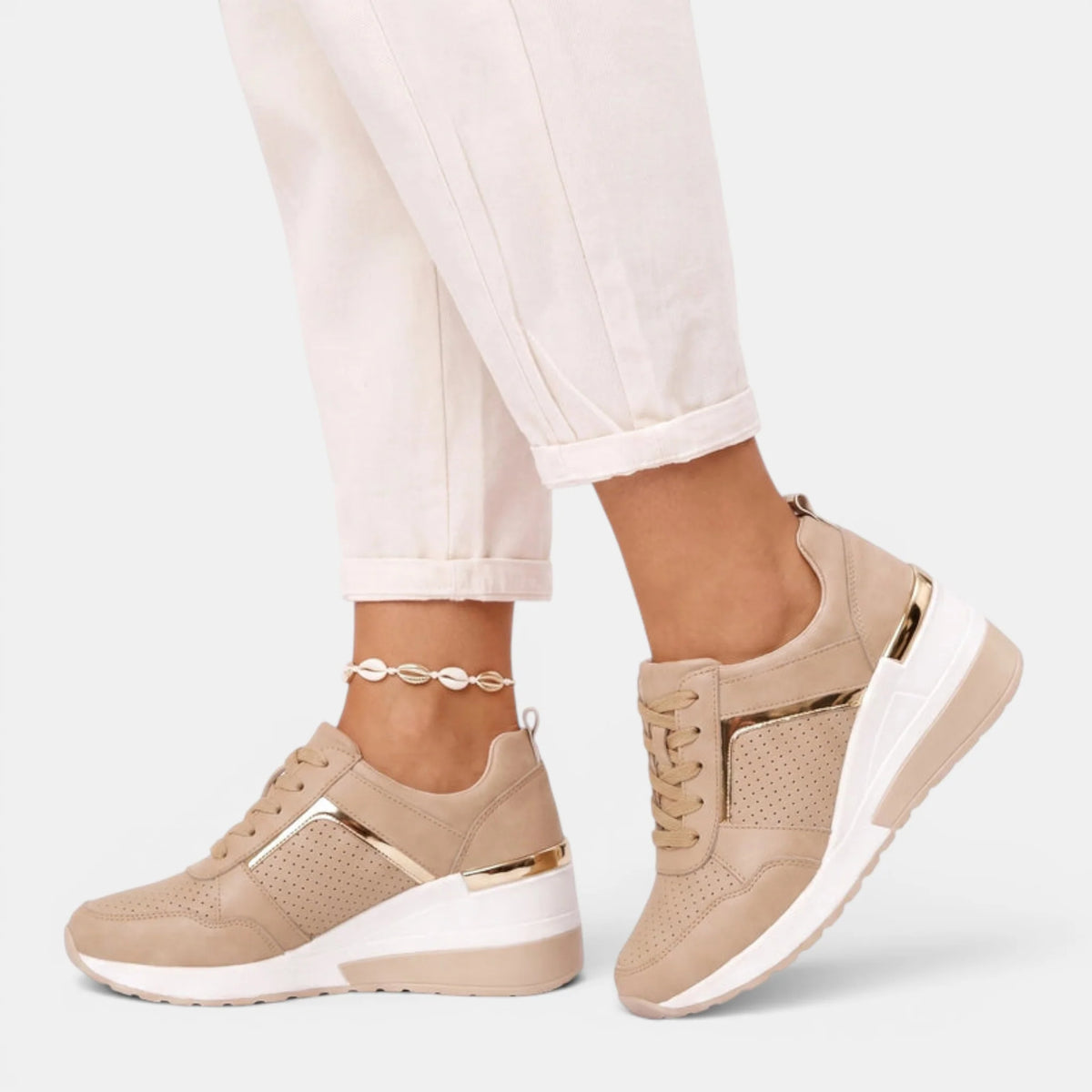 Women's Wedge Sneakers Lace-Up Casual 1