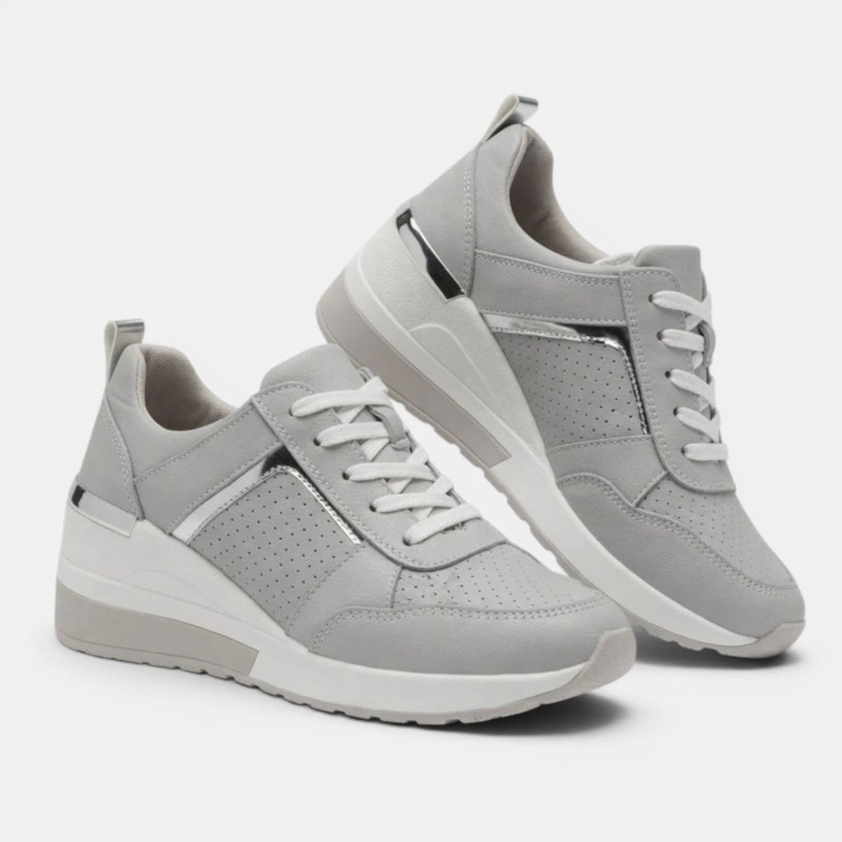 Women's Wedge Sneakers Lace-Up Casual 8