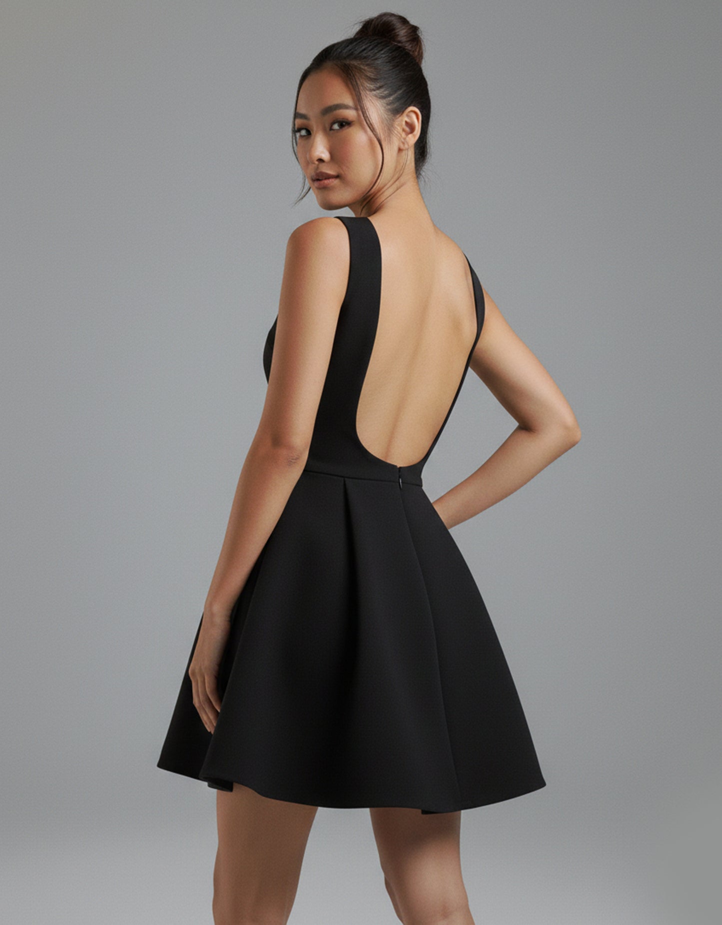Women's Black Mini Dress with Bubble Skirt