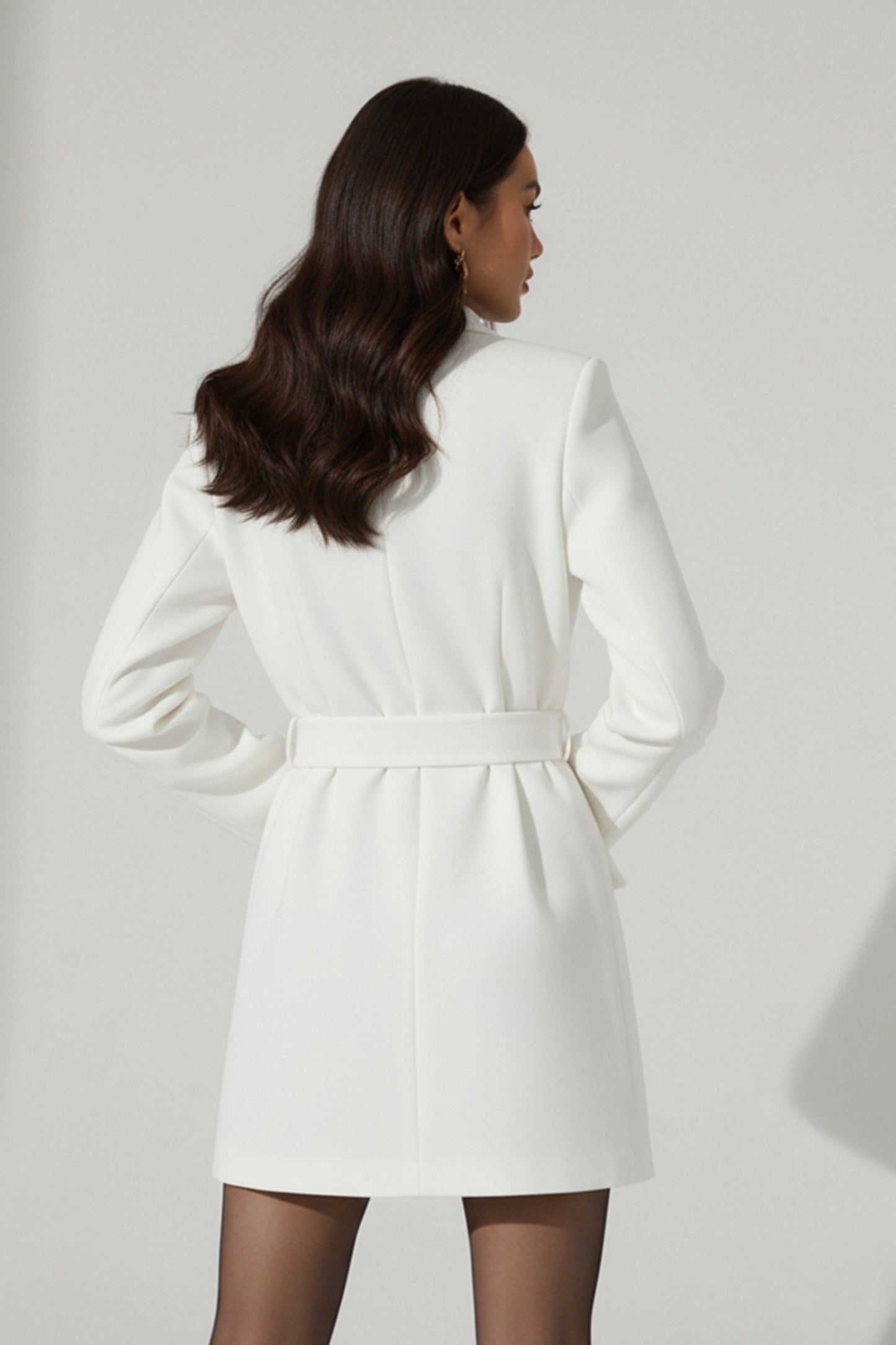 Women's Blazer Classic Cut Padded Shoulders Plain White