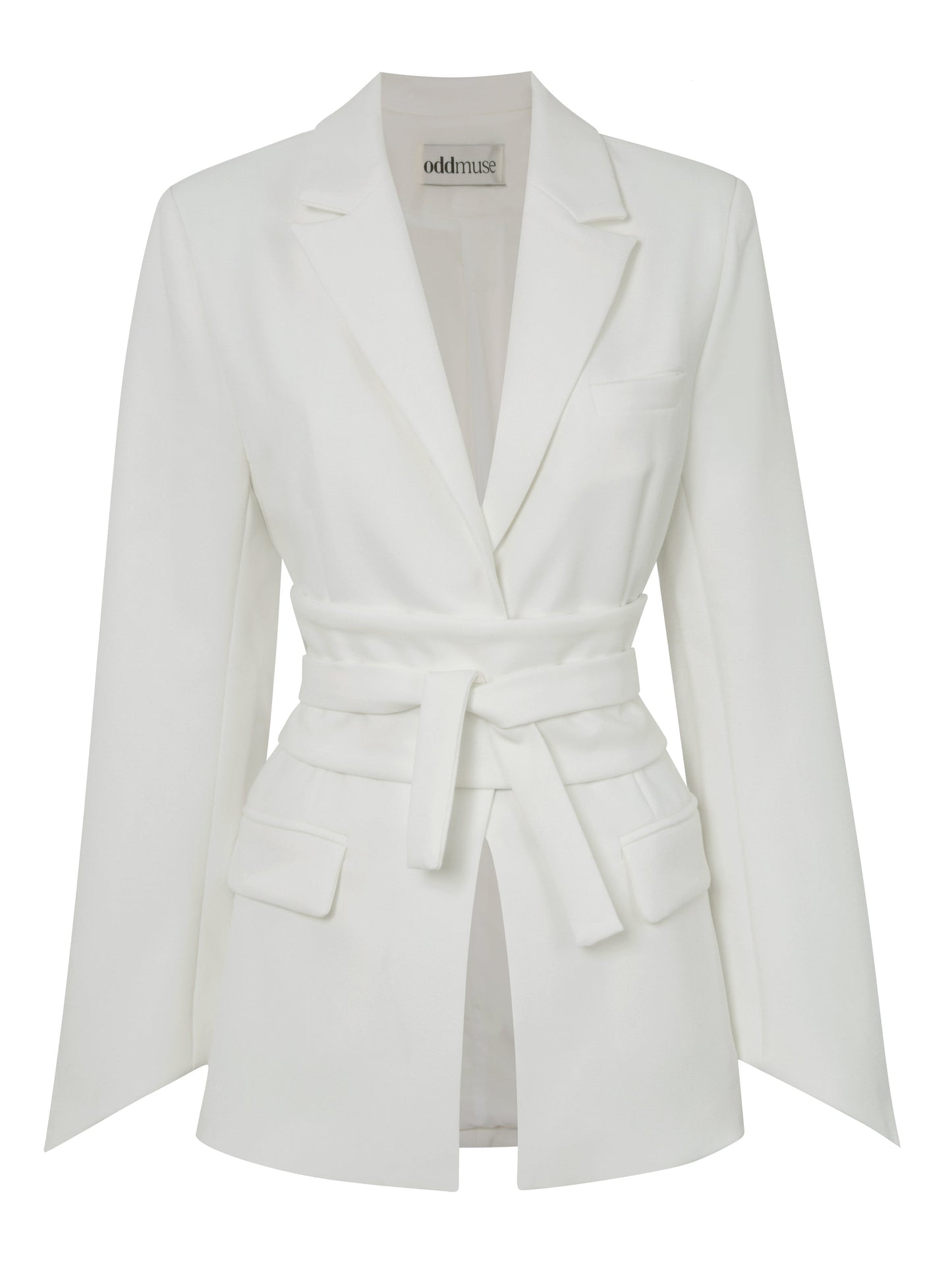 Women's Blazer Classic Cut Padded Shoulders Plain White