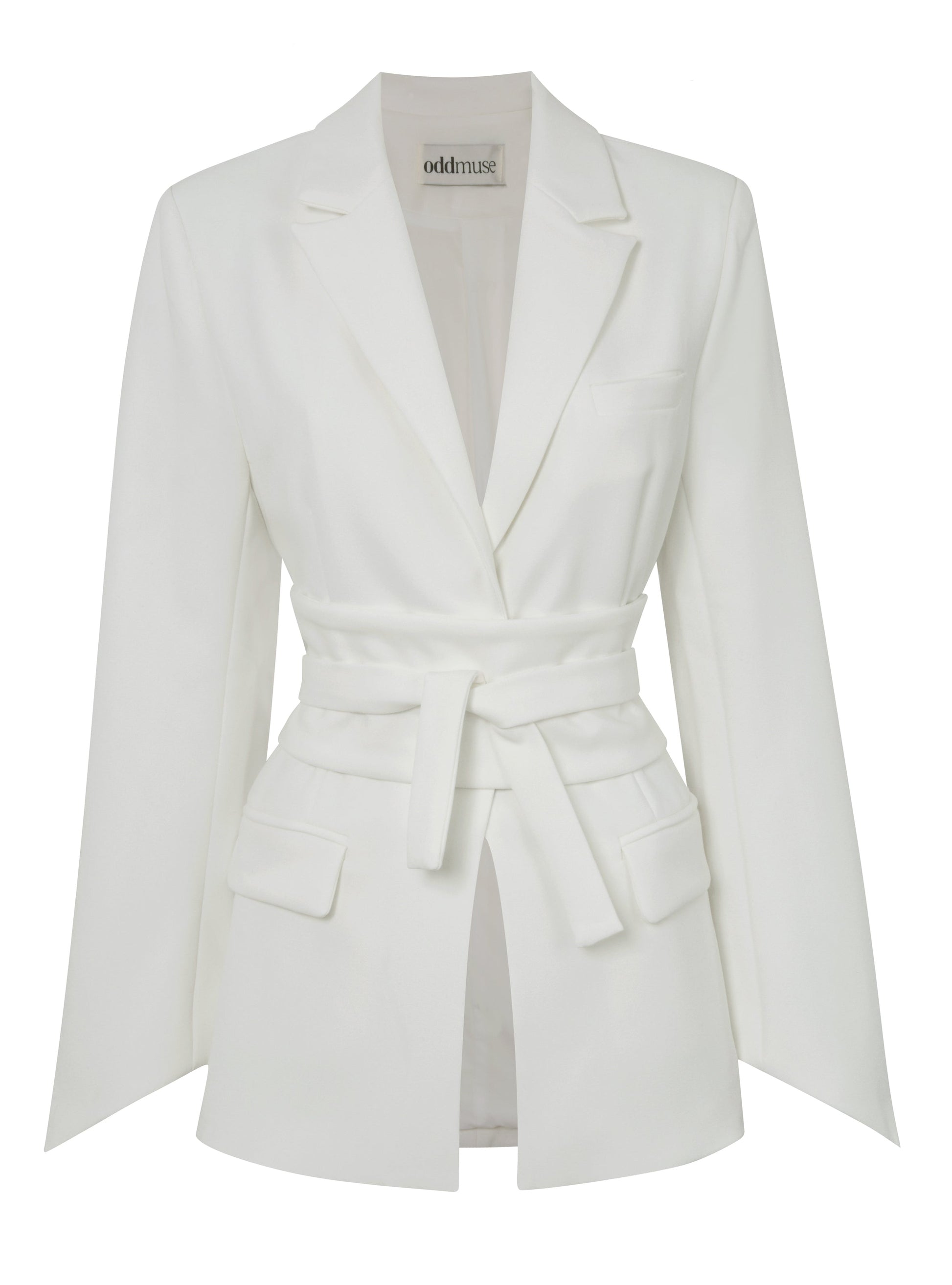 Women's Blazer Classic Cut Padded Shoulders Plain White