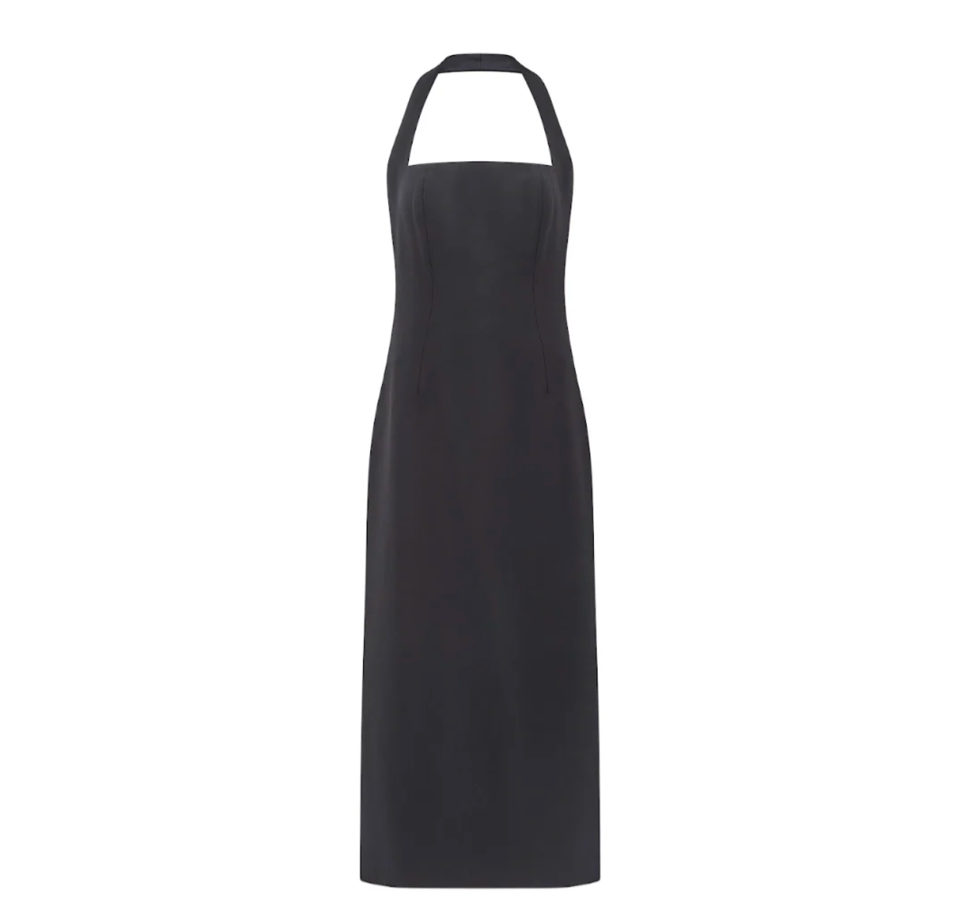 Women's Midi Dress Halter Neck Plain Black