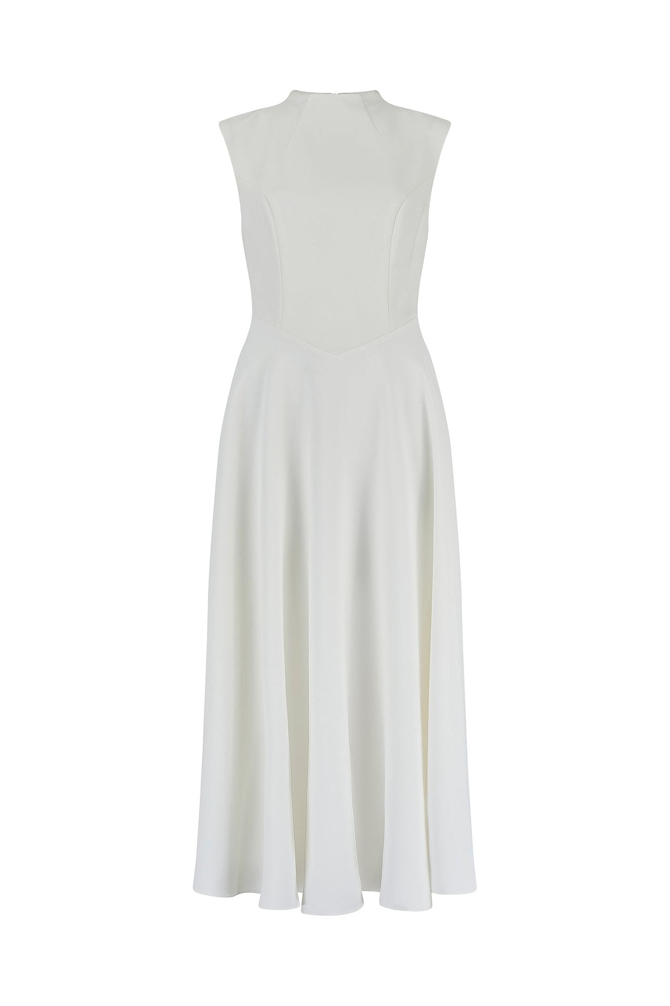 Women's Midi Dress Sleeveless V-Shaped Waist Plain White