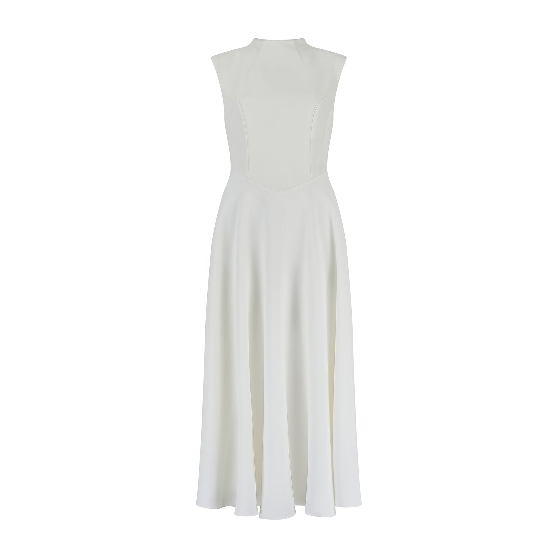 Women's Midi Dress Sleeveless V-Shaped Waist Plain White