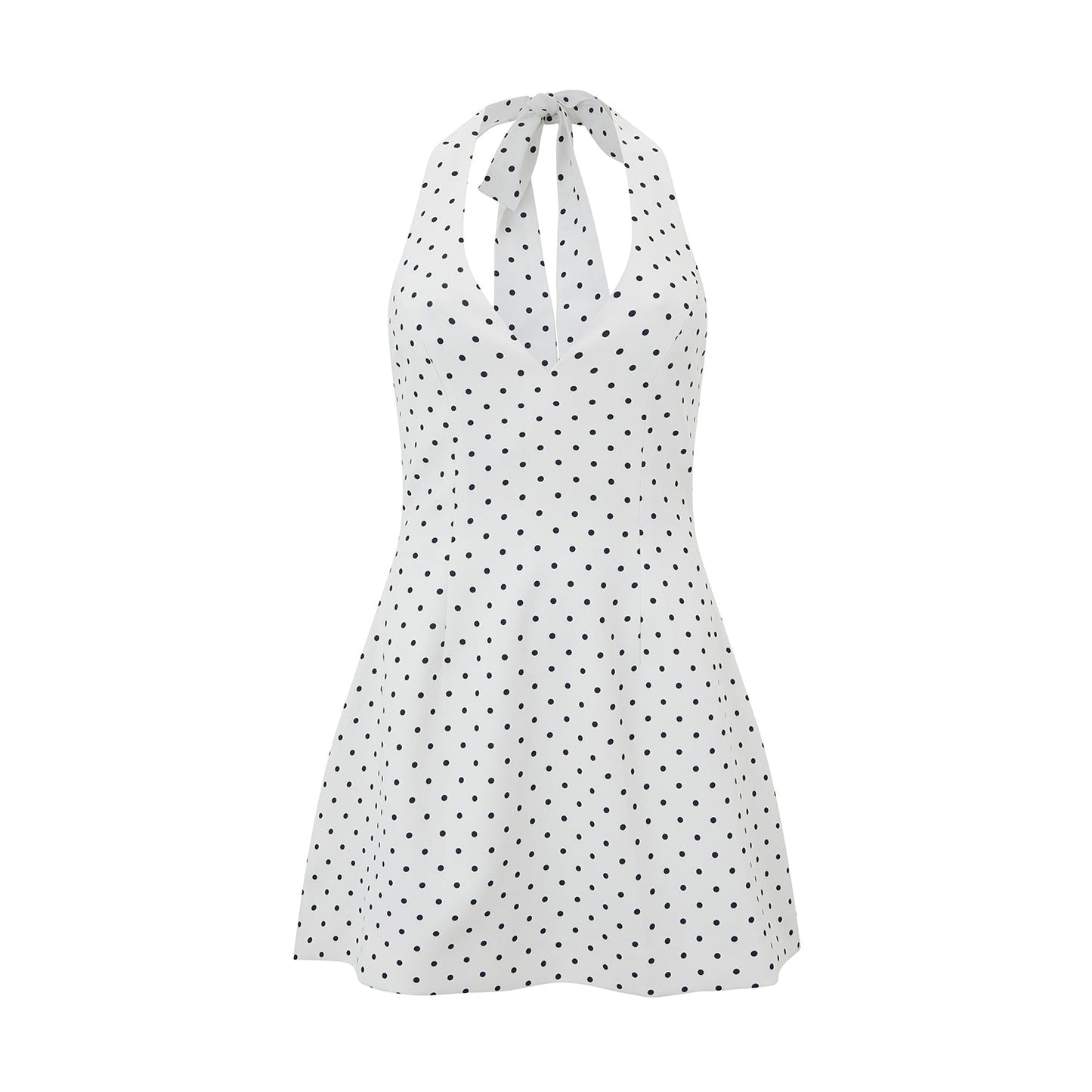 Women's Mini Dress V-neck Ruffle Skirt Dotted Black White