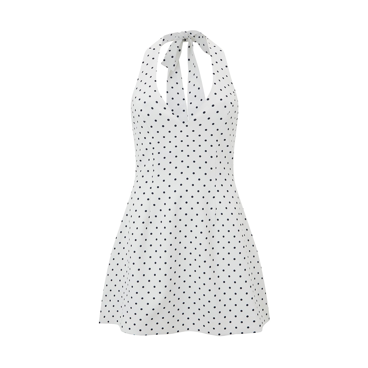 Women's Mini Dress V-neck Ruffle Skirt Dotted Black White