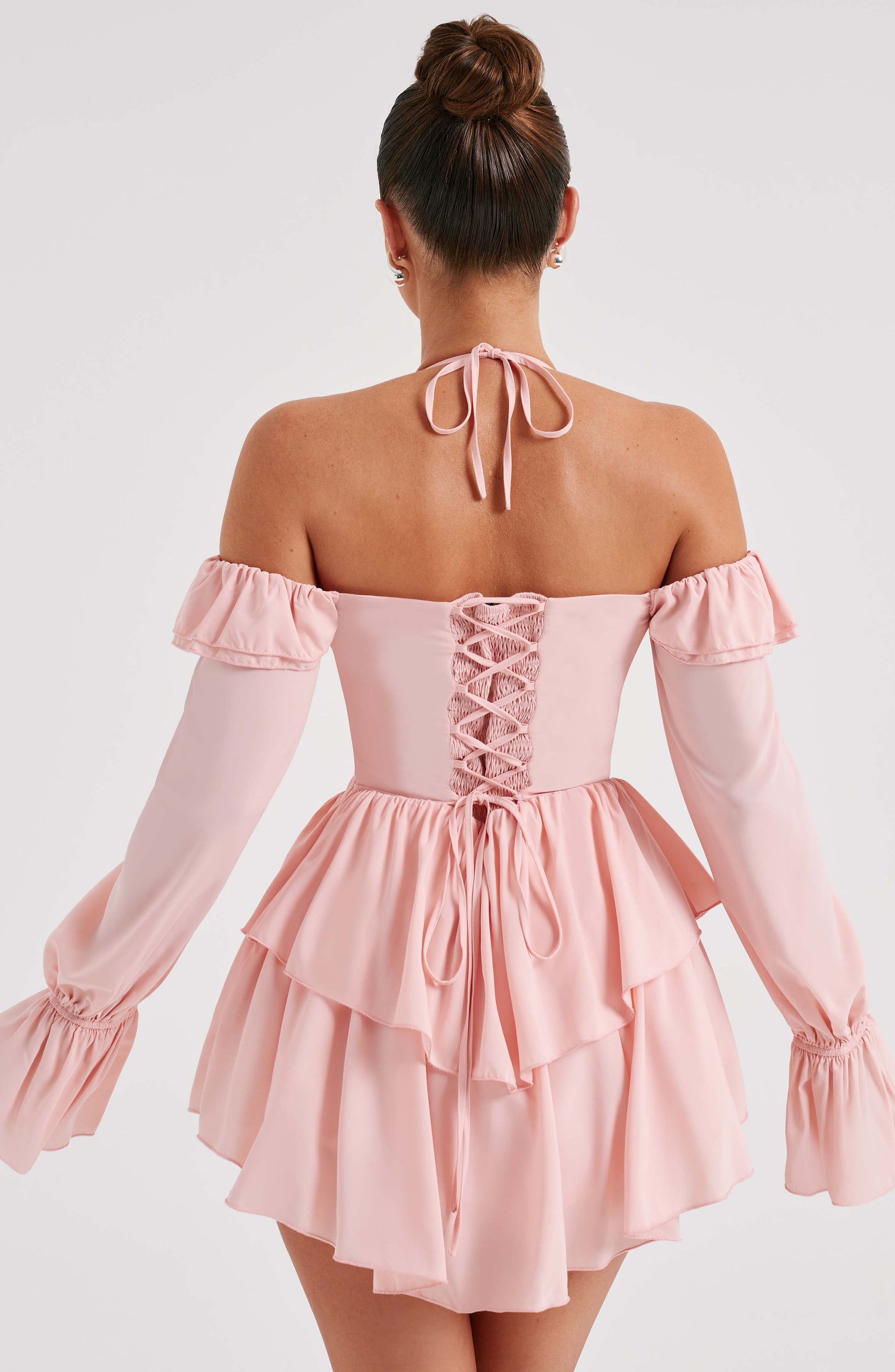 Women's Pink Playsuit Off-Shoulder Frilly Style