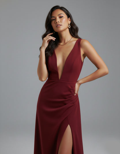 Women's Red Maxi Dress Halter Style