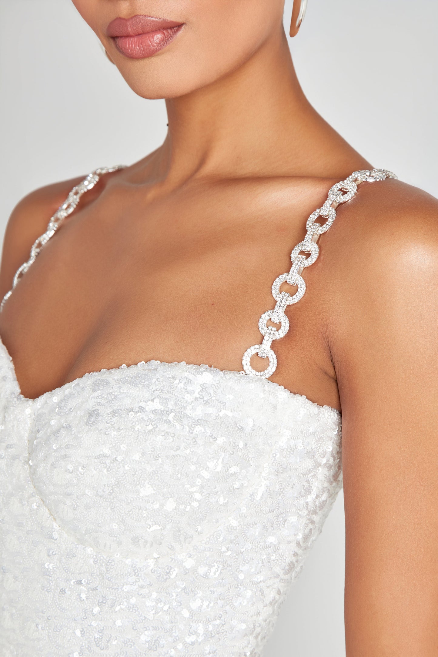 Women's White Bridal Jumpsuit Flared Trousers with Removable Straps