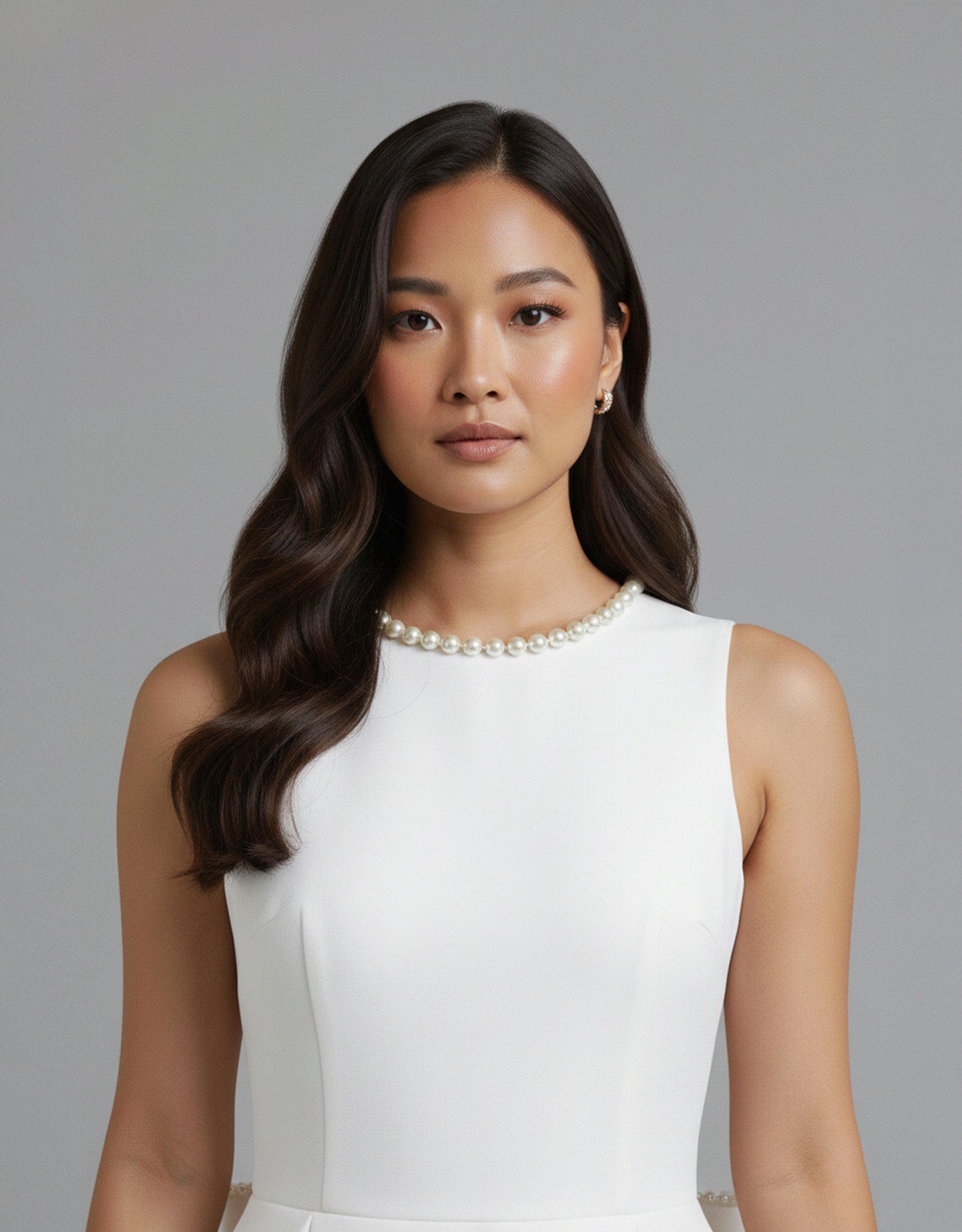 Women's White Mini Dress Bridal Style with Bubble Skirt and Pearl Bow