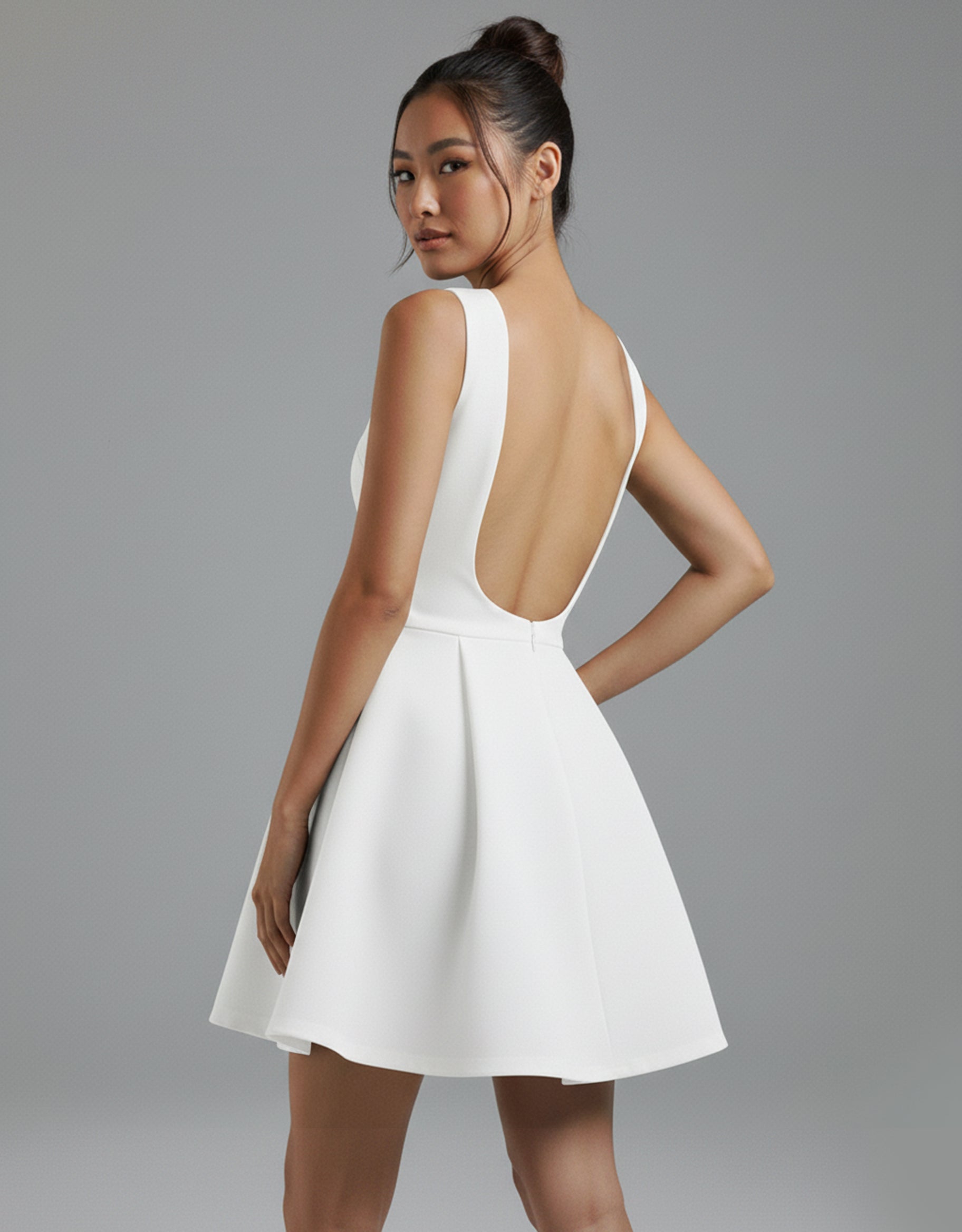 Women's White Mini Dress Flirty Bubble Shape