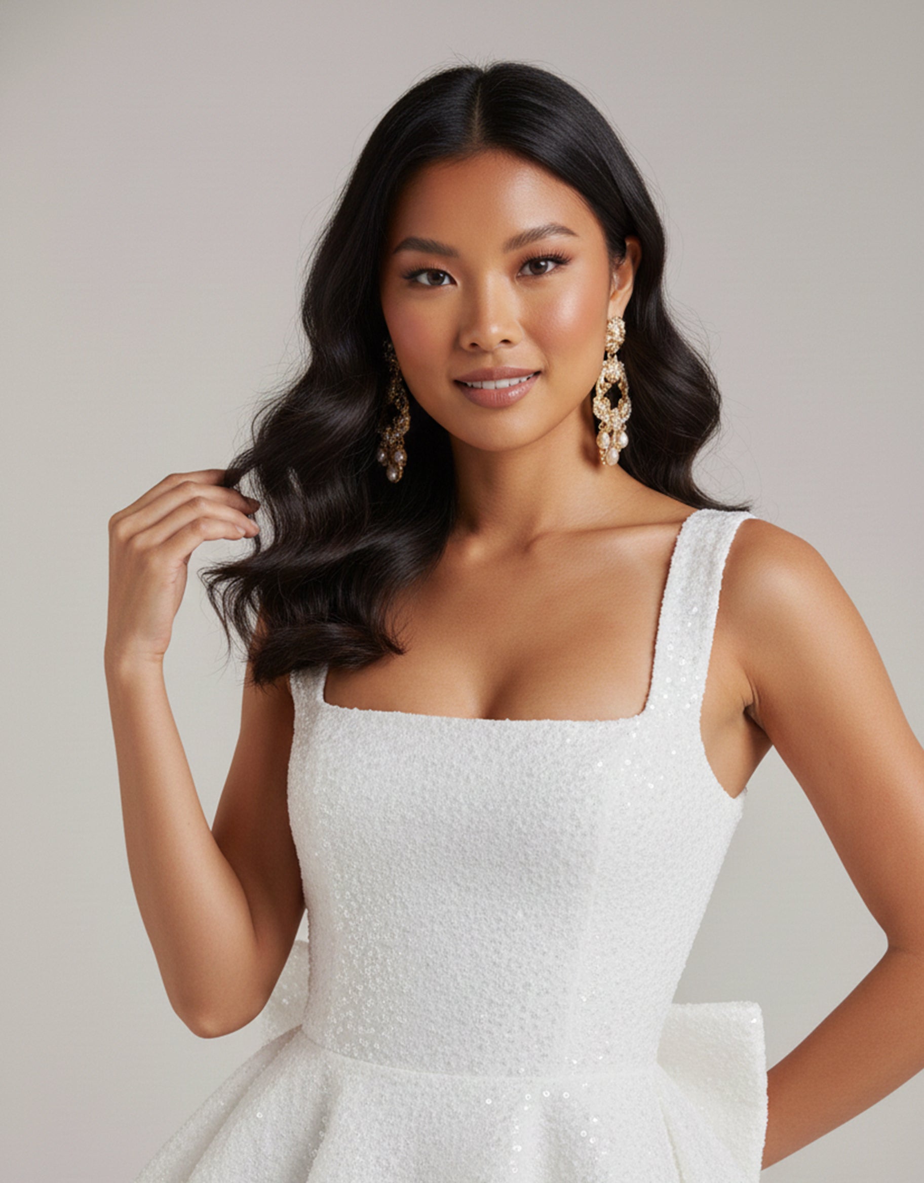 Women's White Mini Dress Playful Style with Full Circle Skirt