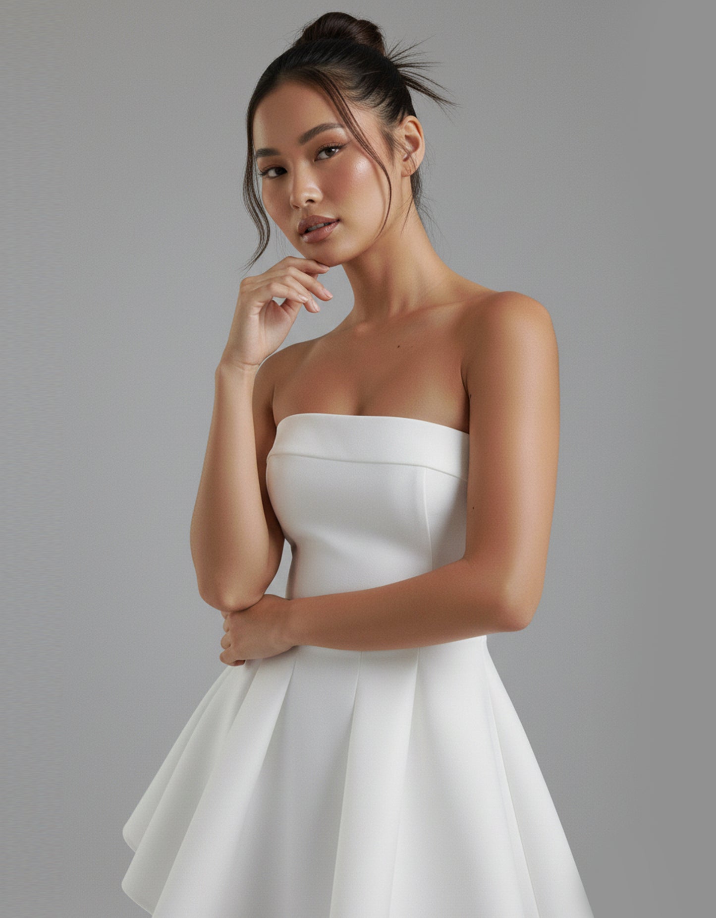 Women's White Mini Dress Strapless Chic Style