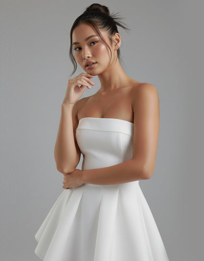 Women's White Mini Dress Strapless Chic Style