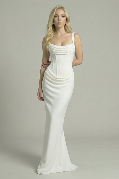 Women's Maxi Dress Structured Elegance White