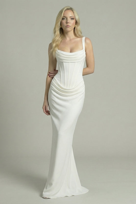 Women's Maxi Dress Structured Elegance White