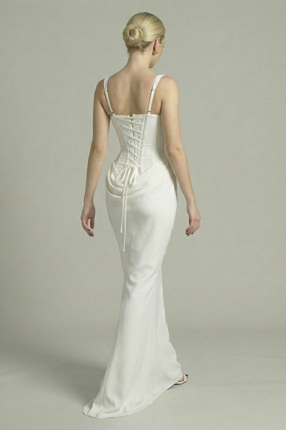 Women's Maxi Dress Structured Elegance White