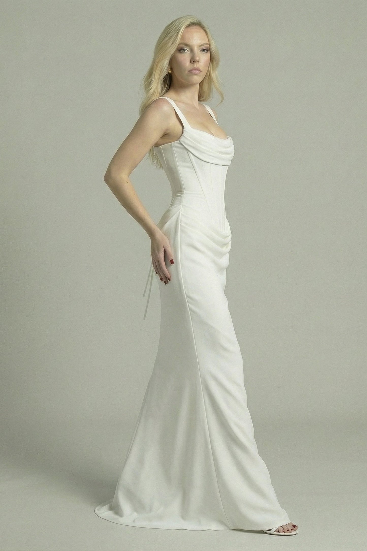 Women's Maxi Dress Structured Elegance White
