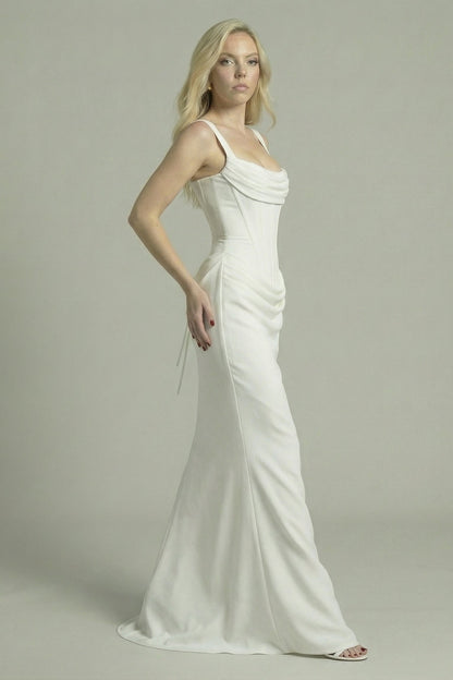 Women's Maxi Dress Structured Elegance White