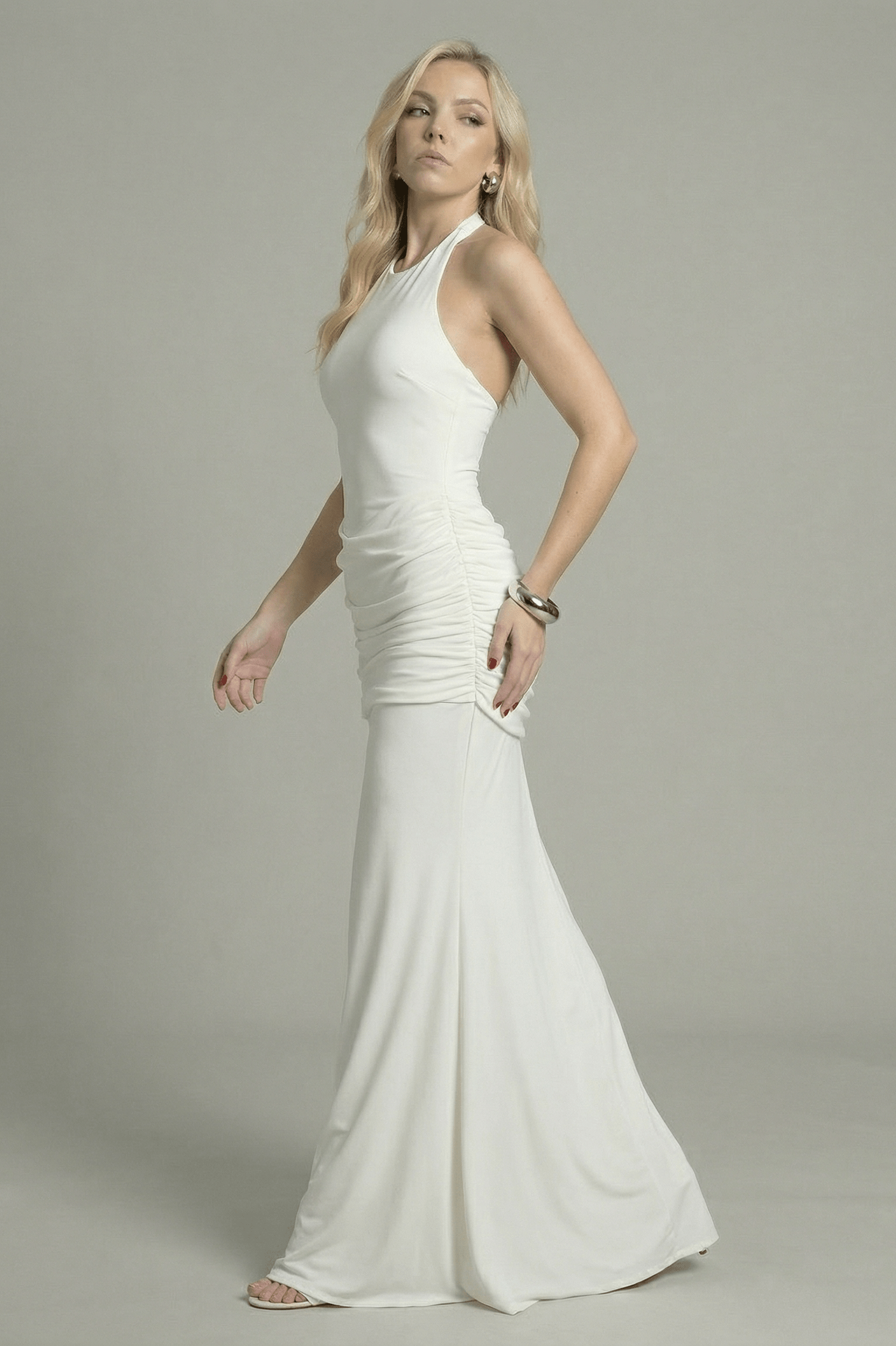 Women's Maxi Dress Halterneck White